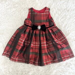 Pippa & Julie Girls Formal Holiday Black Sequin Red Plaid/Tartan Dress Size 2T